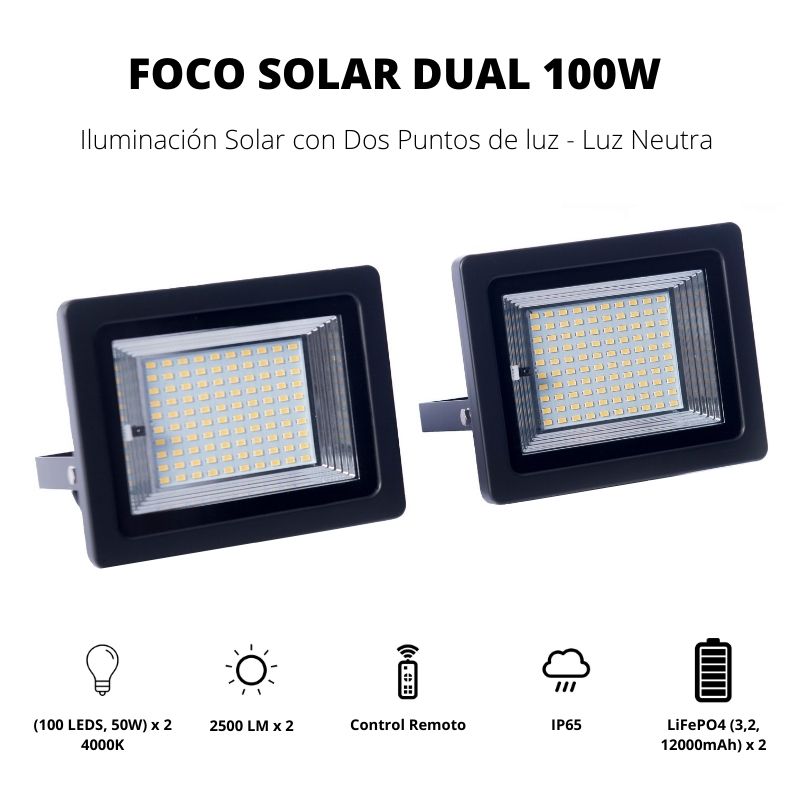 Double projecteur LED solaire, autonomie 8h, protection IP44, 450 lum