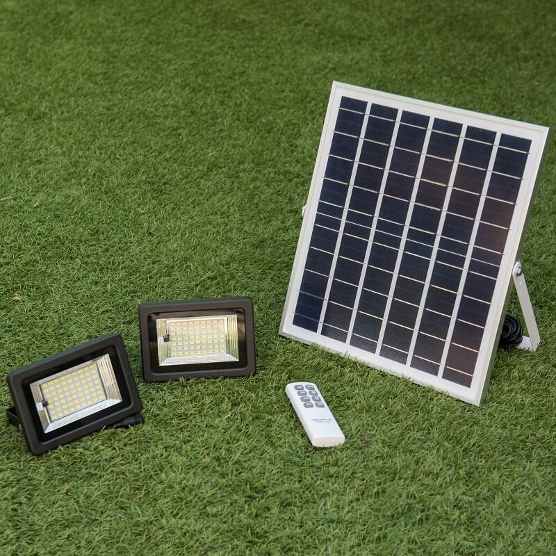 Foco solar 64W, 2 lámparas exterior